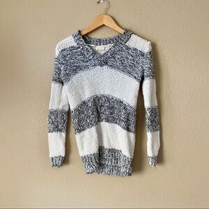 MICHAEL by Michael Kors Chunky White & Gray Striped Sweater